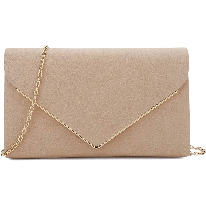 CHARMING TAILOR Faux Suede Clutch Bag Elegant Metal Binding Evening Purse for Wedding/Prom/Black-Tie Events