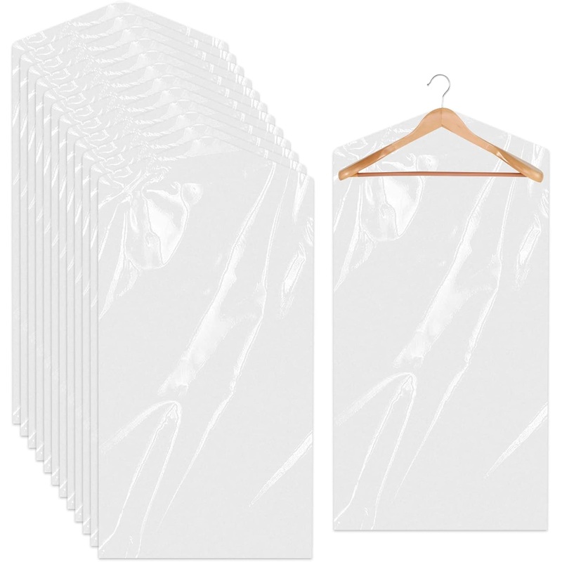 Clear Plastic Garment Bags for Dry Cleaners, Retail and Home Storage, 20 Pack