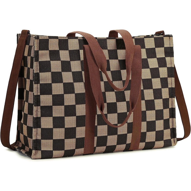 Laptop Tote Bag for Women Work 15.6 Inch Canvas Shoulder Bags Computer Messenger Purse Teacher Handbag Office Briefcase
