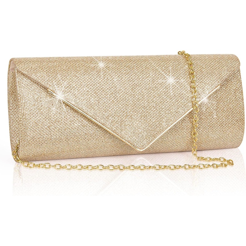Larcenciel Clutch Purses for Women, Sparkling Envelope Evening Bag with Detachable Chain