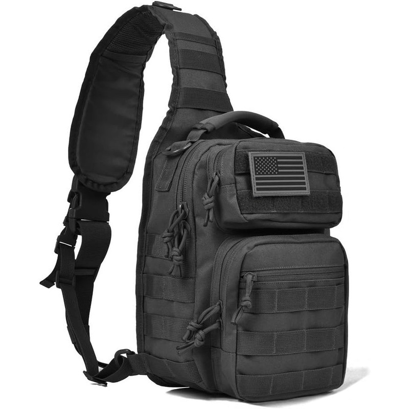 REEBOW GEAR Tactical Sling Backpack Rover Shoulder Sling Pack (Black)