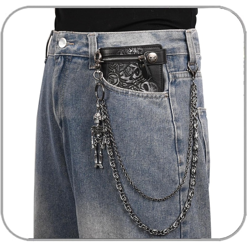 Skeleton Wallet Chain Biker Jean Pocket Chain Unisex Pant Trouser Skull Chain for Men