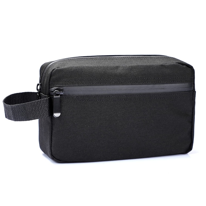 Travel Toiletry Bag for Men with Zipper & Carrying Handle, Portable Shaving Bag, Black