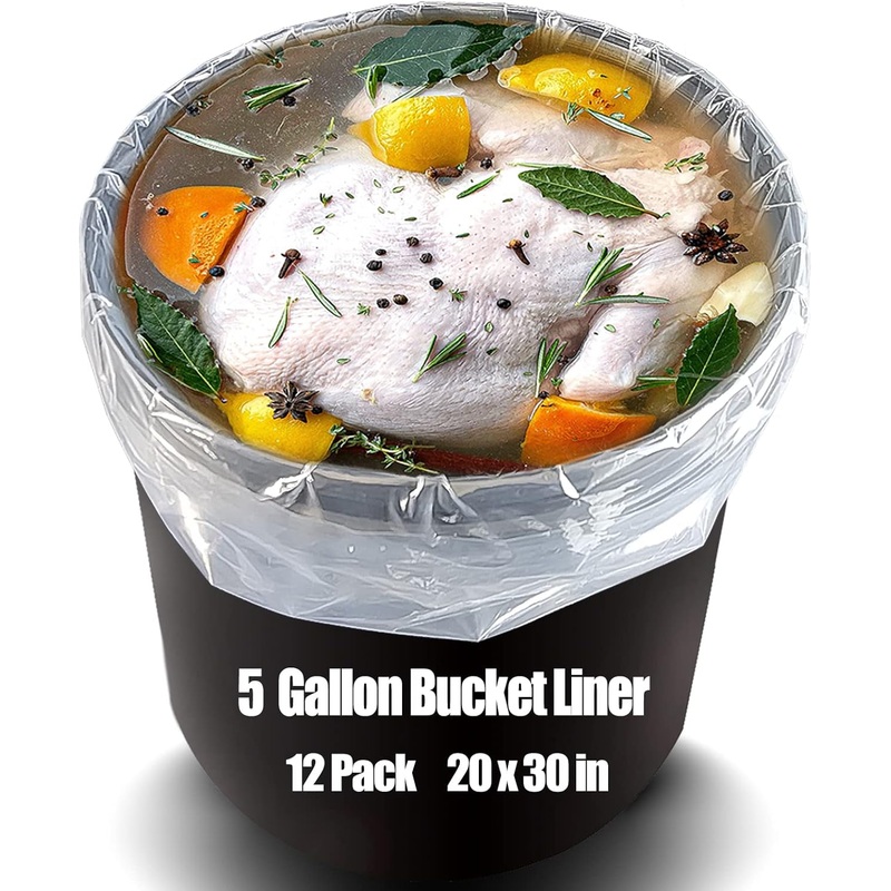 Turkey Brine Bag with 50lb Wet Load Capacity,12 Pack 4Mil, Food Grade BPA Free,5 Gallon Bucket Liner