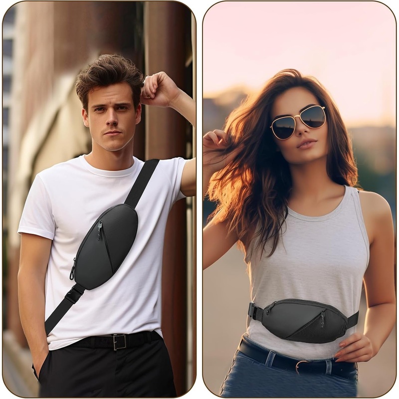 Unisex Crossbody Bag Running Belt Bag Dual Pocket Chest Bag