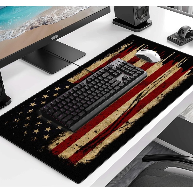 Waterproof Non-Slip Desk Pad, Extended Gaming Mouse Pad with Stitched Edges