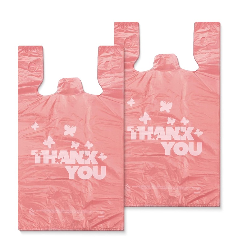 100-Pack Reusable Grocery Bags for Retail, Takeout & Groceries, Pink, Large