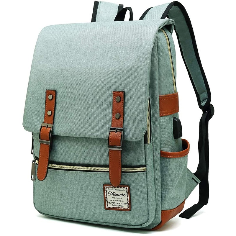 15.6Inch Vintage Laptop Backpack with USB Charging Port for Travelling, work