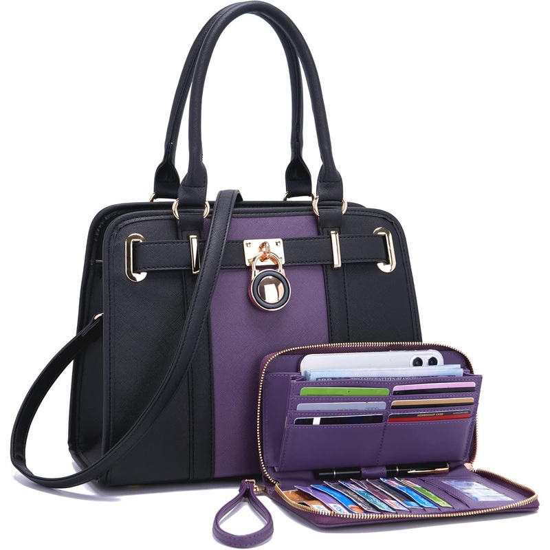 2-Piece Vegan Leather Shoulder Handbags and Wallet Set for Work & travel