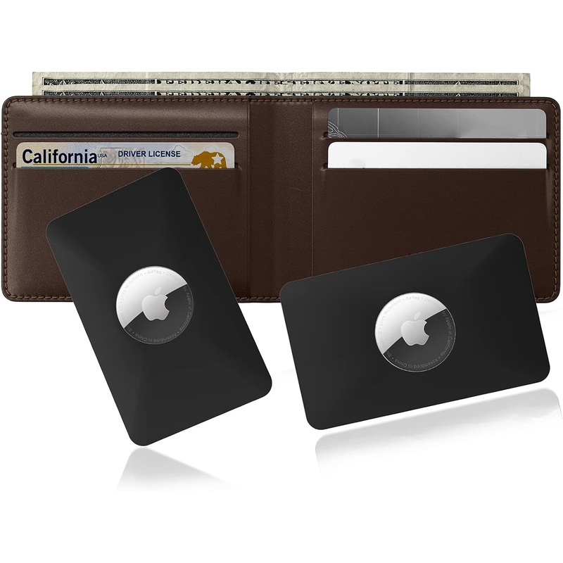 2PCS Slim AirTag Wallet Card Holder - Black