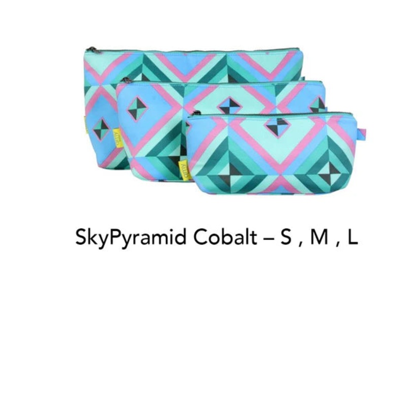 Amy Butler Large Cosmetic Bag  -  Sky Pyramid Cobalt