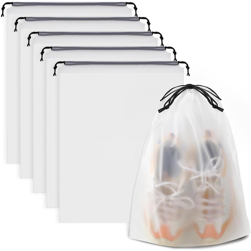Clear Shoe Bags for Travel 5 PCS, Waterproof Drawstring Shoe Storage Bag