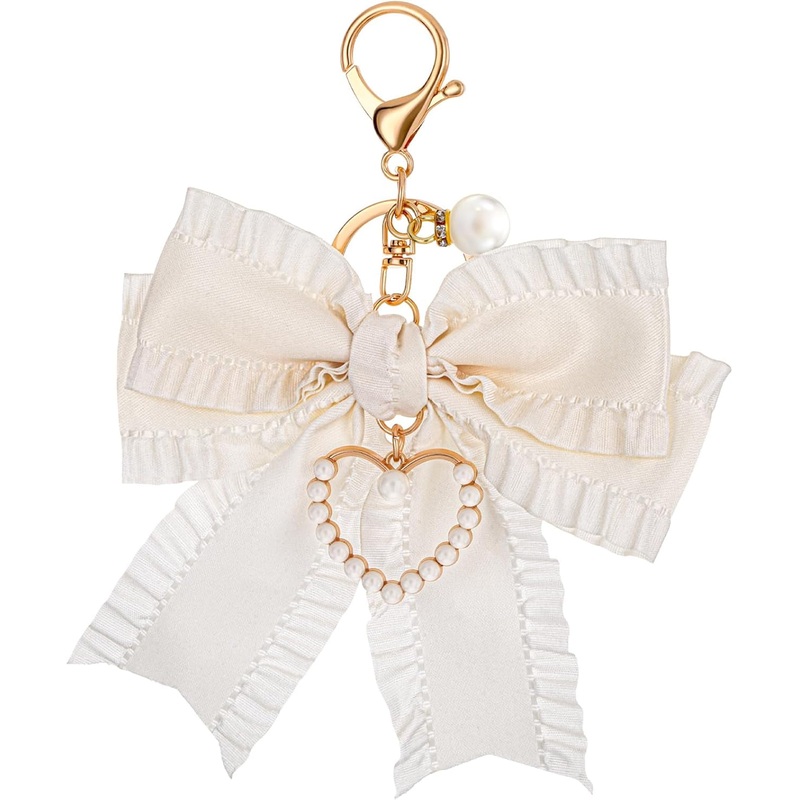 Pearl Bow Keychain Charm for Purse, Backpack, Tote, Keys