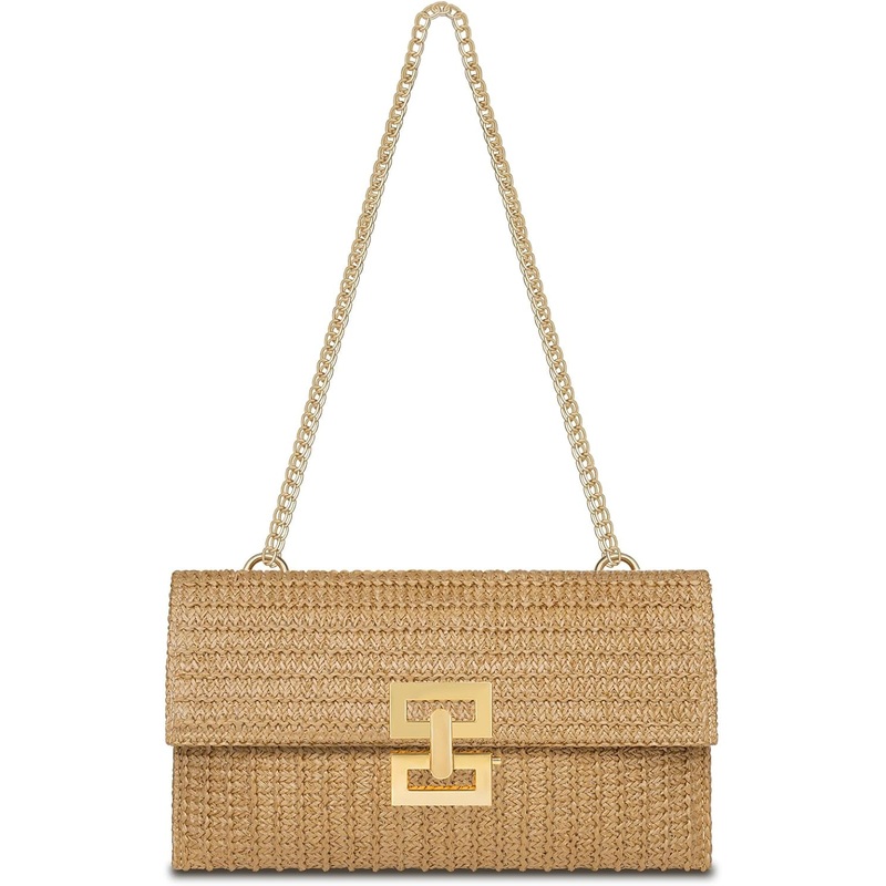 Straw Evening Clutch Purse for Women, Summer Beach Handbag, Shoulder Crossbody Bag