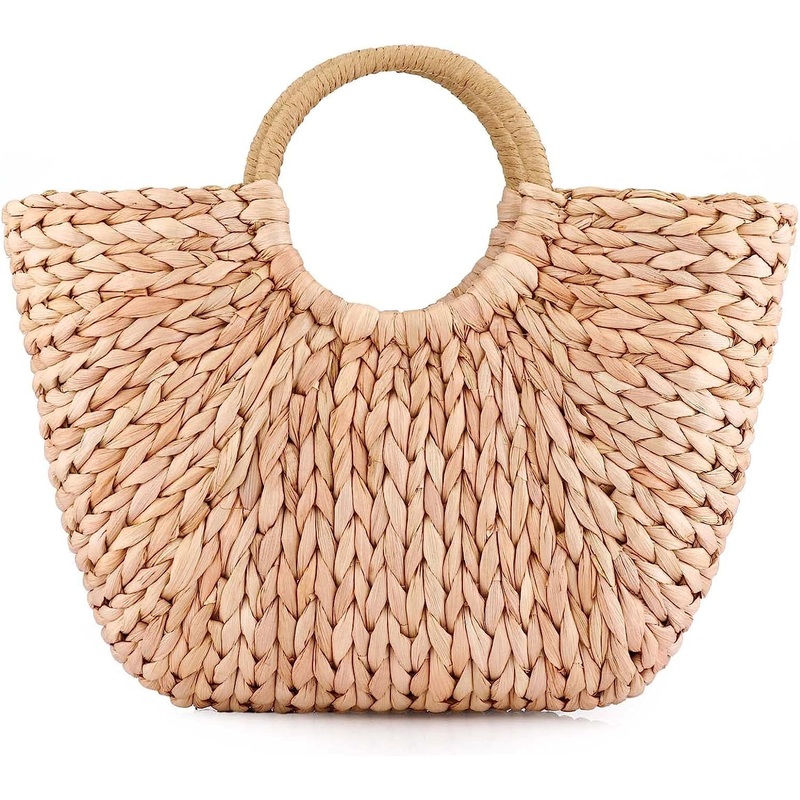 Straw Tote Bag for Women, Summer Hand-woven Beach Bag