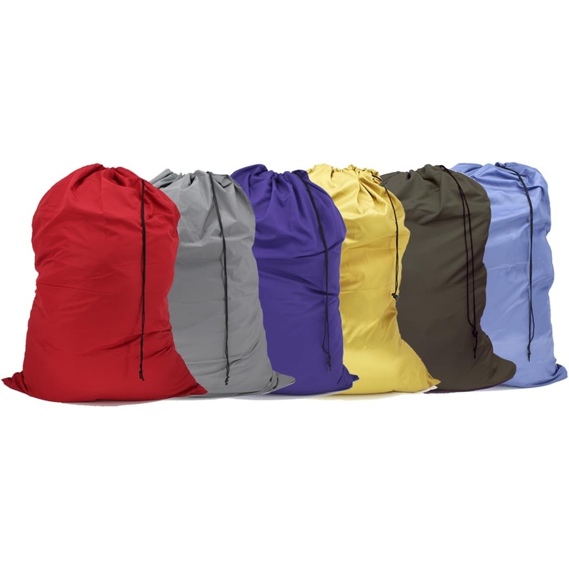 Travel Laundry Bag with Drawstring, Varied Colors Dirty Clothes Organizer, 6 Pack