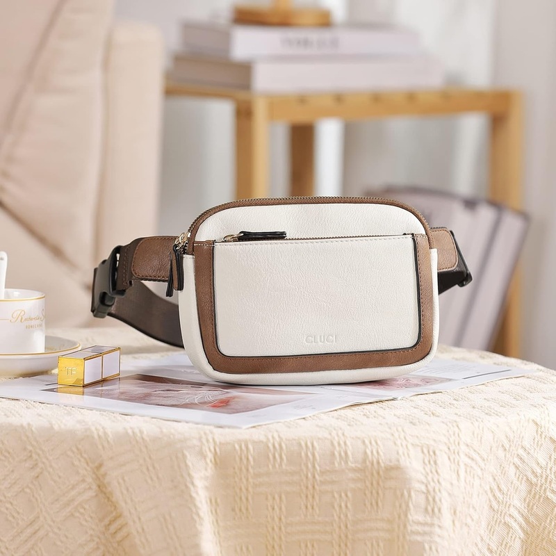 Vegan Leather Belt Bag for Women Crossbody Bag with Adjustable Strap