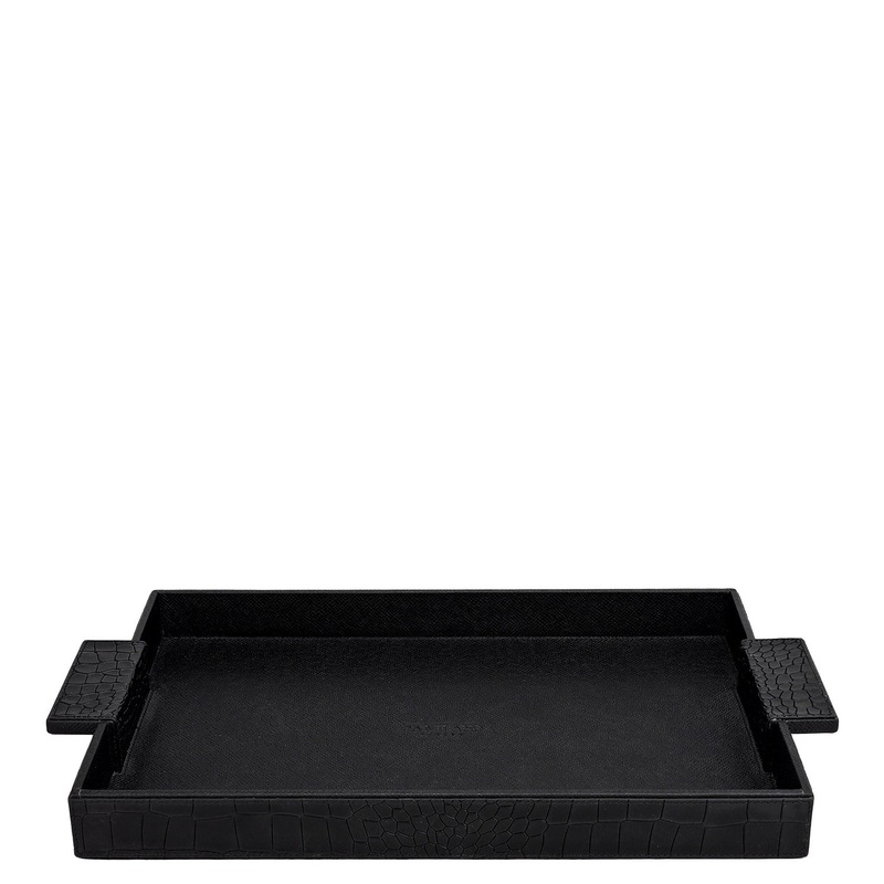 Croco Franzy Leather Tray - Black
