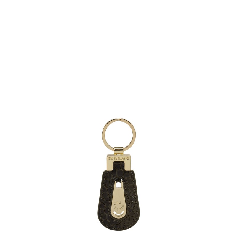Croco Leather Key Chain - Military Green