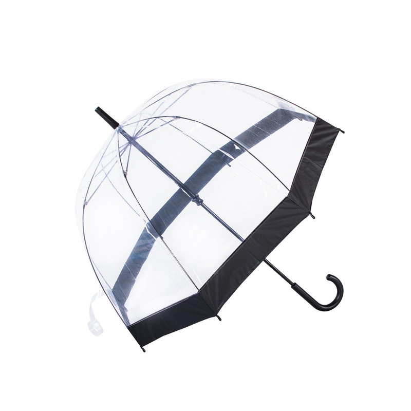 Belami by Knirps Clear POE Dome Stick Umbrella With 10 cm Wide Black Border