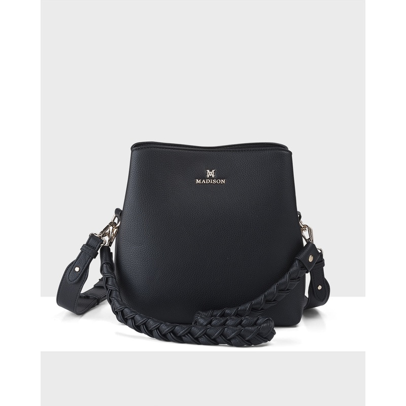 Joanie 3 Compartment Crossbody Bucket Bag + Plait Strap