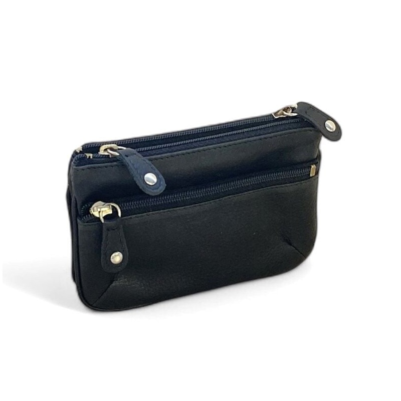 Oran - WK-370 Maria 2 Section leather copin purse - Black