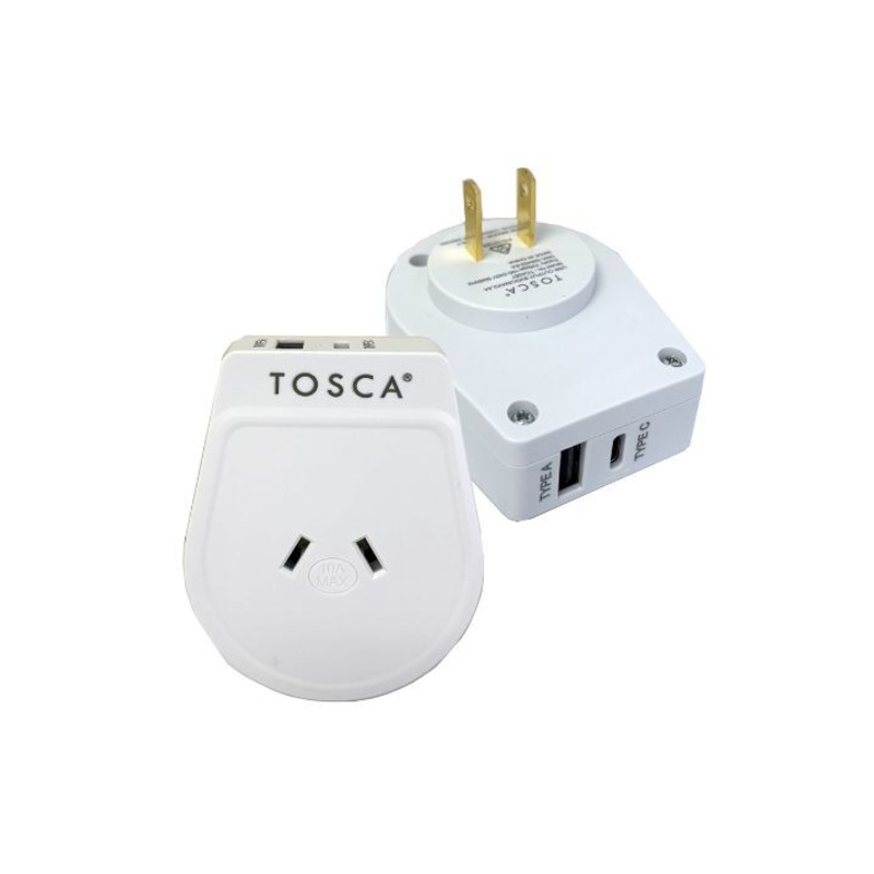 Tosca - TCA067 Japan A+C USB travel adaptor - White