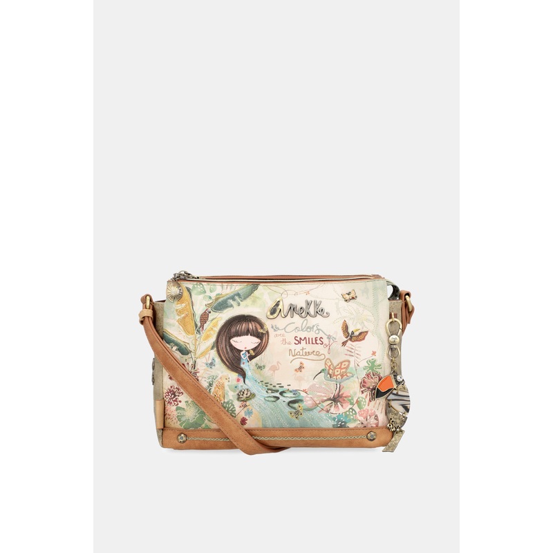 Amazonia patterned crossbody bag with 3 compartments