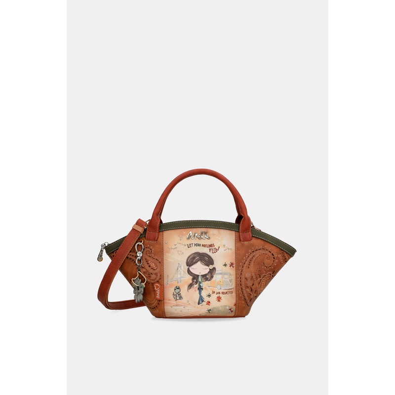 Peace & Love camel basket bag