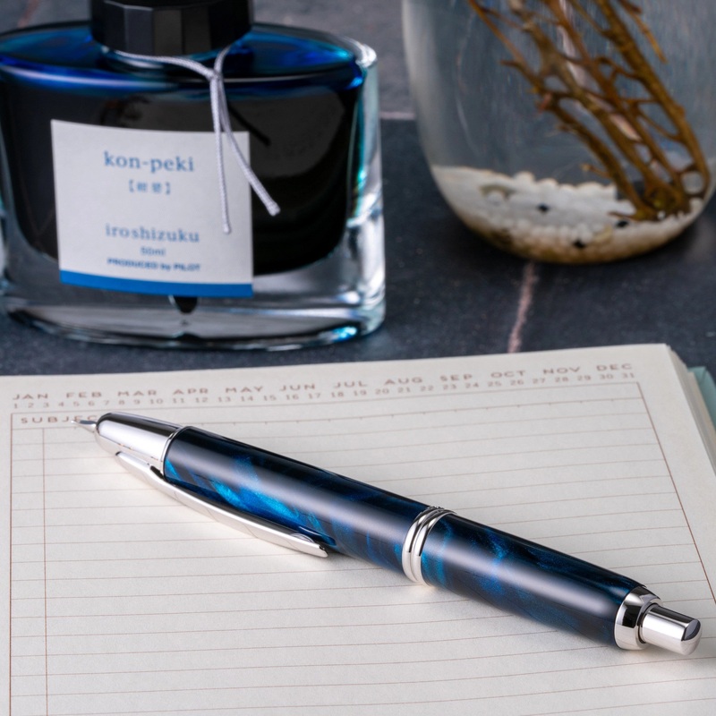 Pilot Vanishing Point SE Fountain Pen | Marble Blue (Medium Nib)