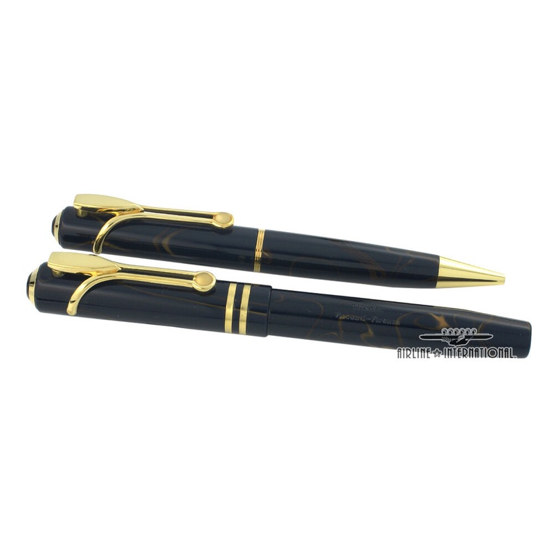 Visconti Titanic Ballpoint & Fountain Pen Set w/ Crystal Ink Well