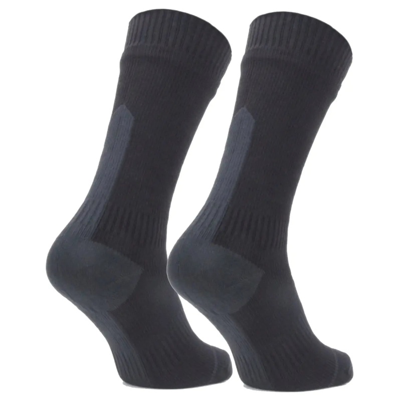 Sealskinz Waterproof All Weather Mid Length Sock with Hydrostop - Black / Dark Grey - X-Large