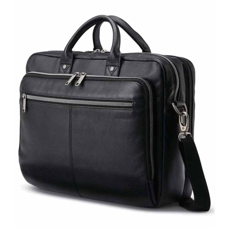 Samsonite Classic Leather Toploader 15.6" Laptop Bag -  Black