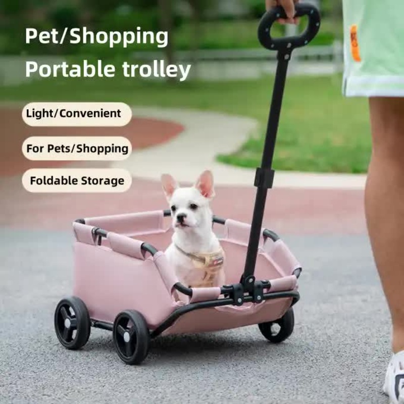 Pink Compact Foldable Pet Stroller for Dogs and Cats  Lightweight Travel Pushchair for Small Pets, Teddy Dogs, and Cats  Portable and Collapsible Pet Buggy for Outdoor Adventures